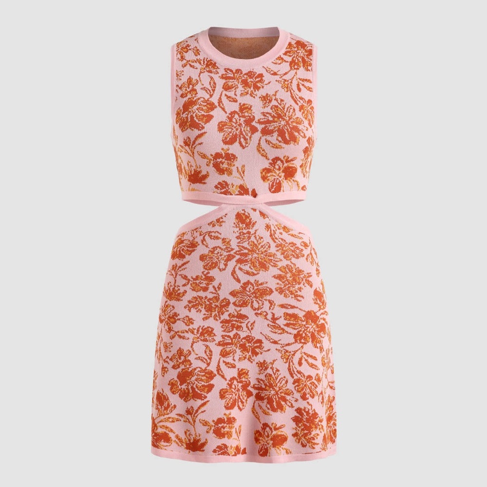 Cider Knit floral cut out mini dress
